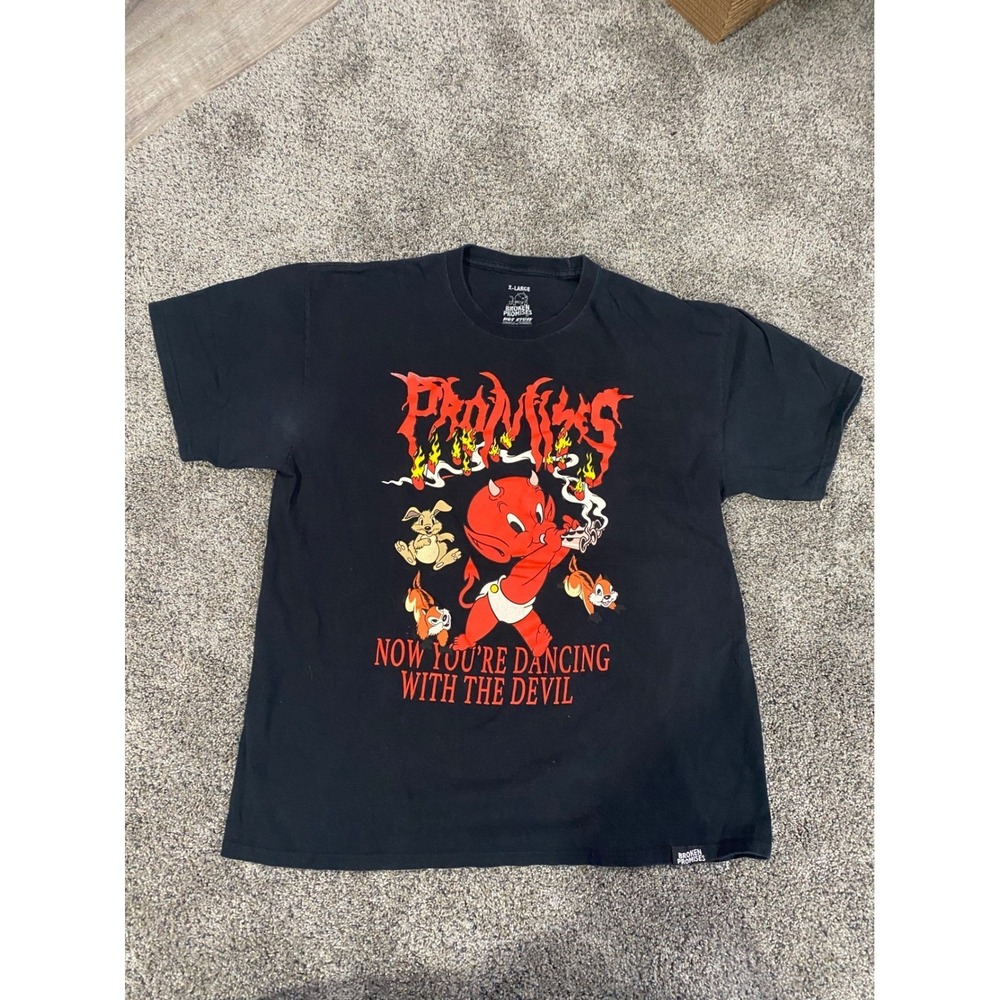 Broken Promises Hot Stuff Little Devil Dancing With The Devil Black T-Shirt XL